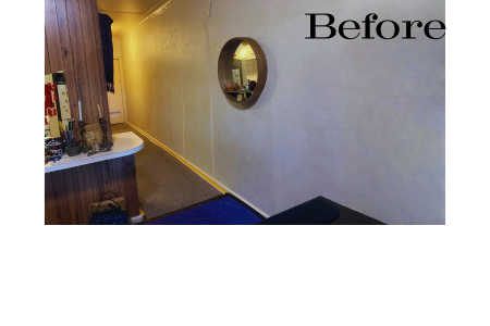 Hallway with tarpaulen covering mould