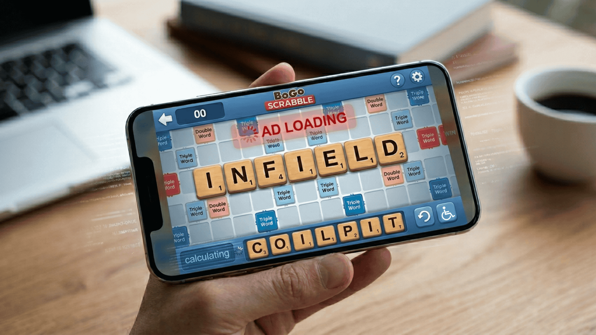 Satirical Scrabble Gamo on mobile device