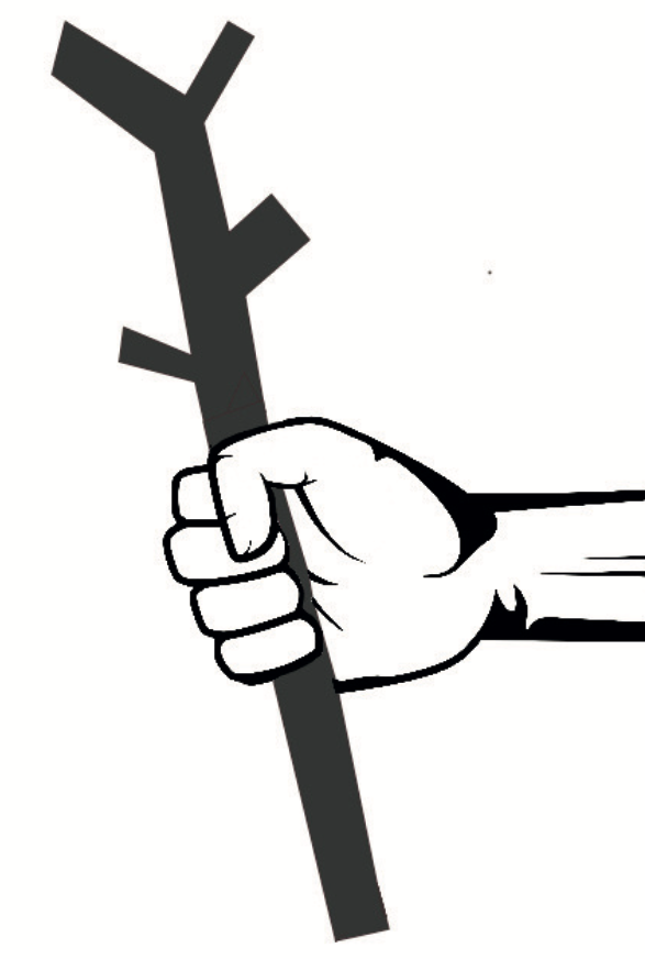 hand with stick
