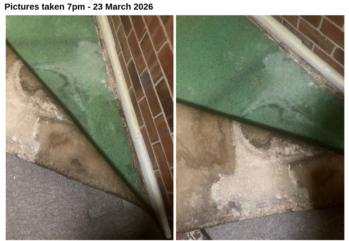 Hallway with tarpaulen covering mould